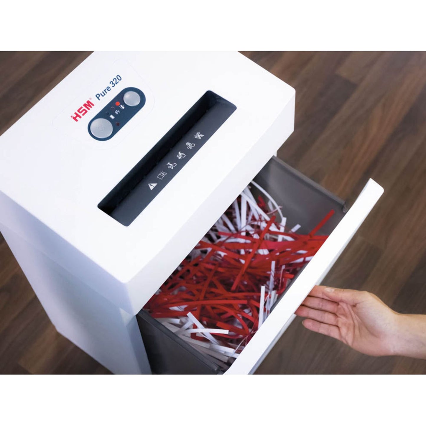 HSM Pure 320 Aktenvernichter mit Streifenschnitt P-2, 3,9 mm, bis , weiß | 2330121