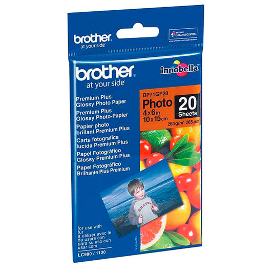 brother Fotopapier DIN A6 glänzend 260 g/qm | BP71GP20 | 1 Pack = 20 Blatt