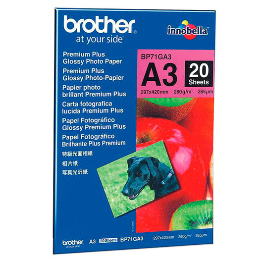 brother Fotopapier DIN A3 glänzend 260 g/qm | BP71GA3 | 1 Pack = 20 Blatt