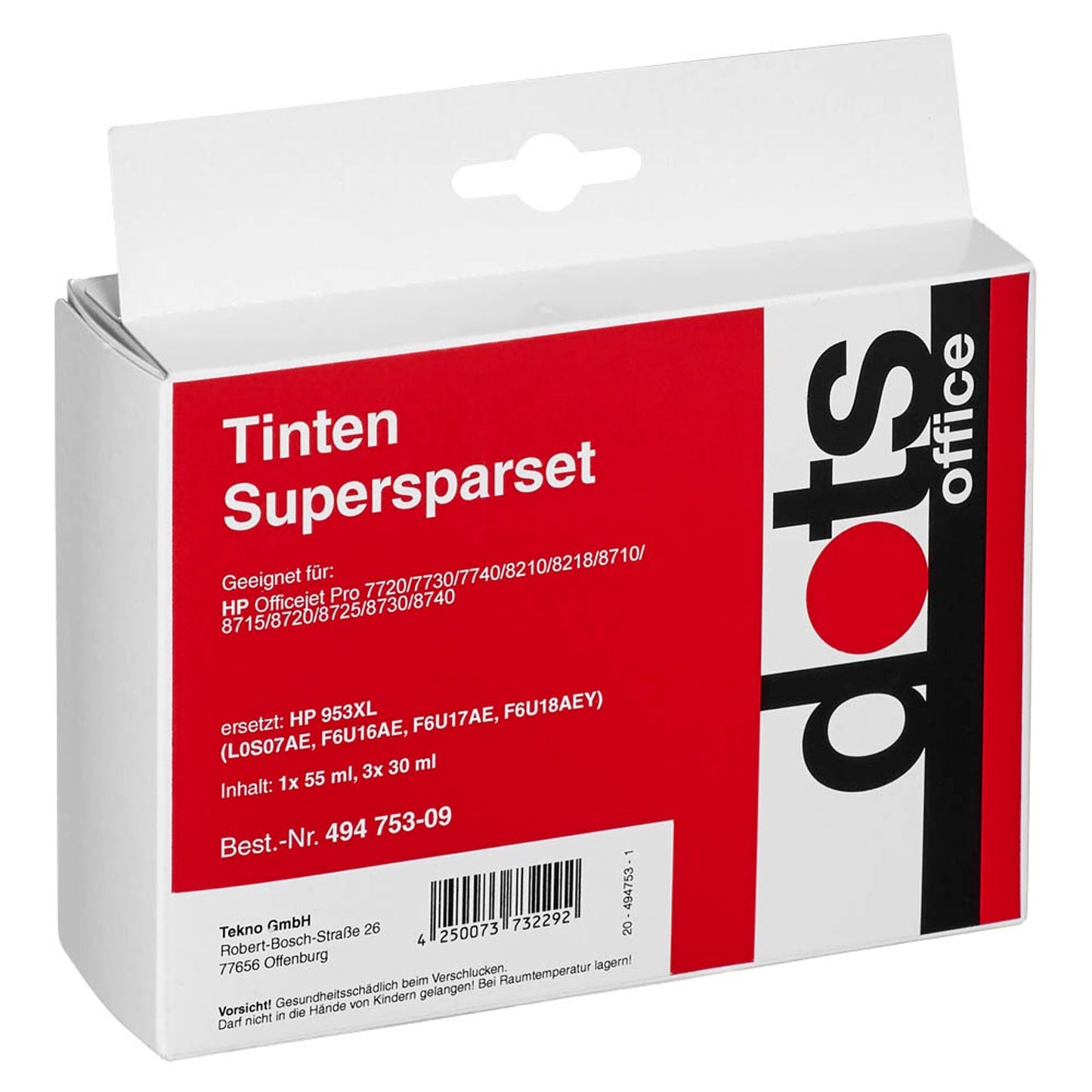 dots schwarz, cyan, magenta, gelb Druckerpatronen kompatibel zu HP 953XL (3HZ52AE), 4er-Set | 1747,4005-DOTS | 1 Pack = 4 St.