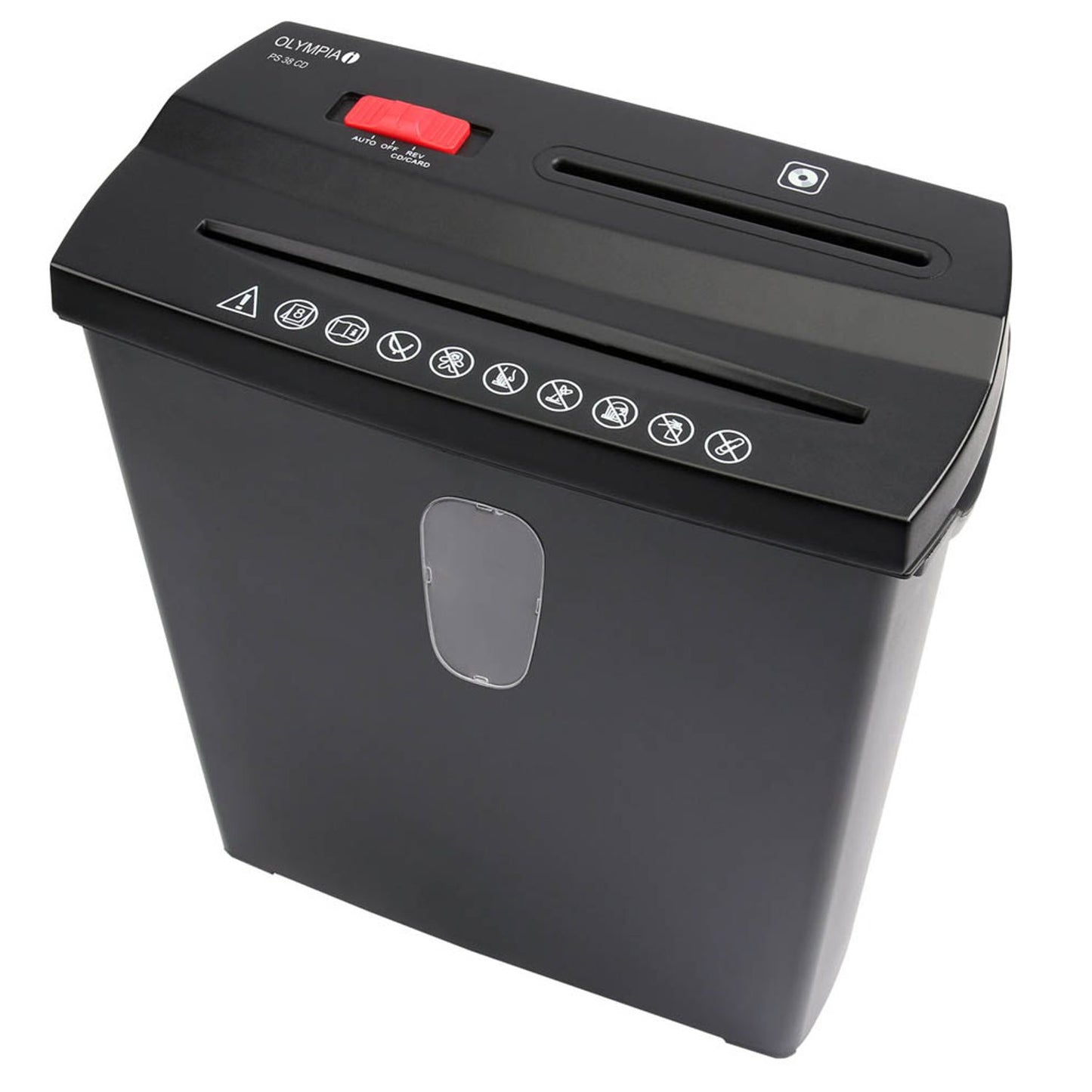 OLYMPIA PS 38 CD Aktenvernichter mit Streifenschnitt P-2, 6 mm, bis , schwarz | 2601
