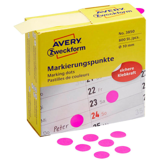 AVERY Zweckform Klebepunkte magenta Ø 10,0 mm | 3850 | 1 Rolle = 800 St.