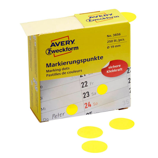 AVERY Zweckform Klebepunkte gelb Ø 19,0 mm | 3856 | 1 Rolle = 250 St.