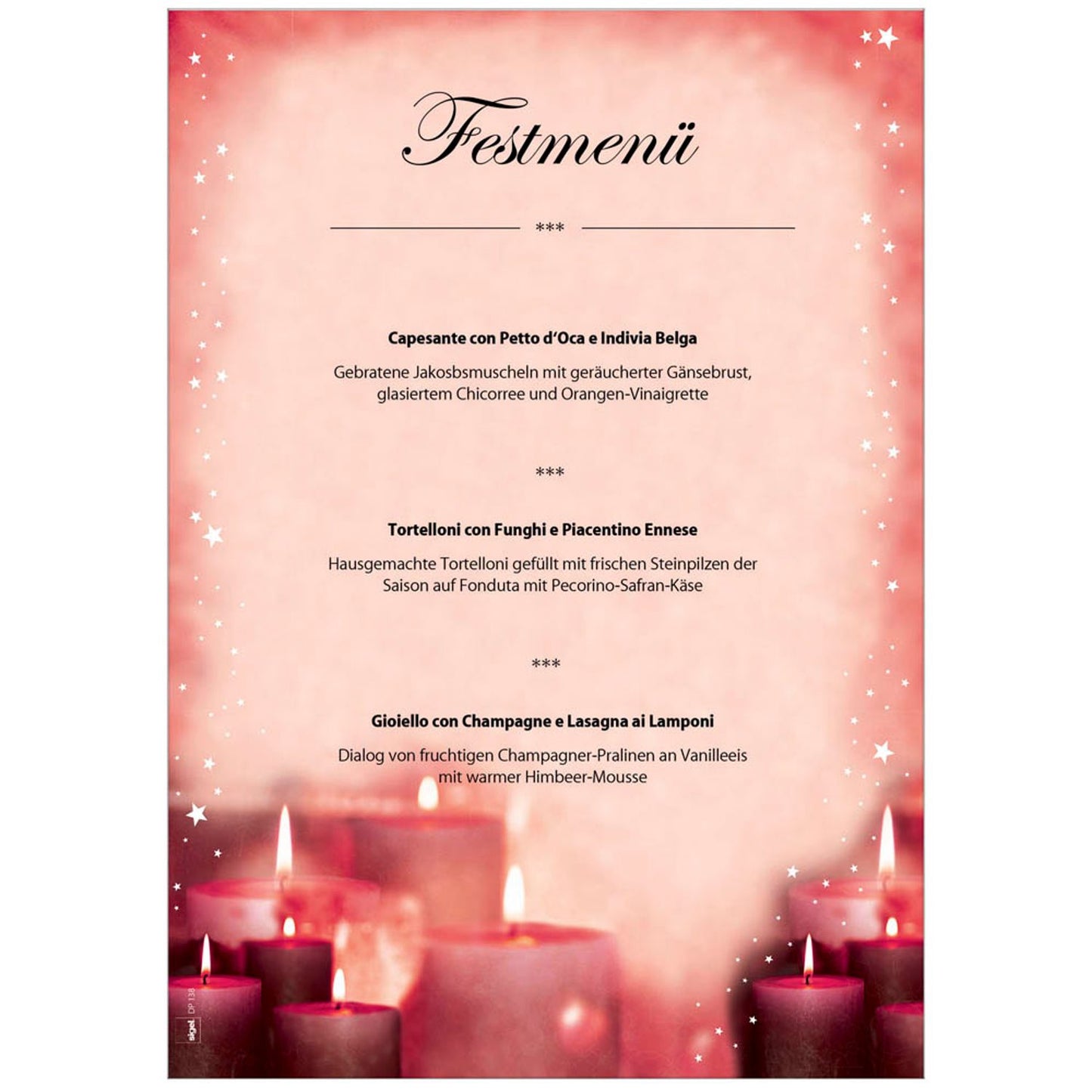 SIGEL Weihnachtsbriefpapier Red Candlelight Motiv DIN A4 90 g/qm | DP138 | 1 Pack = 100 Blatt