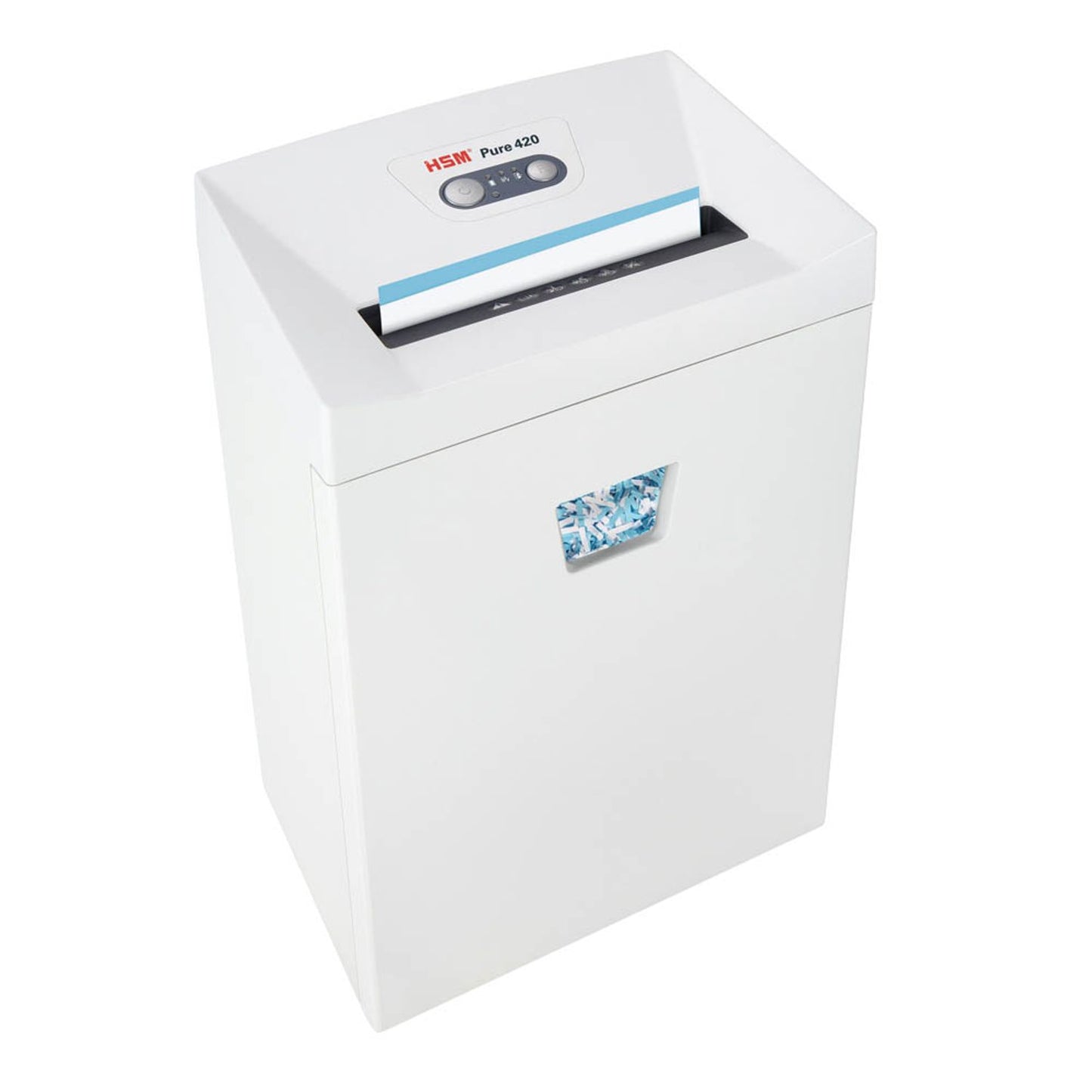 HSM Pure 420 Aktenvernichter mit Partikelschnitt P-4, 4,5 x 30 mm, bis , weiß | 2343111