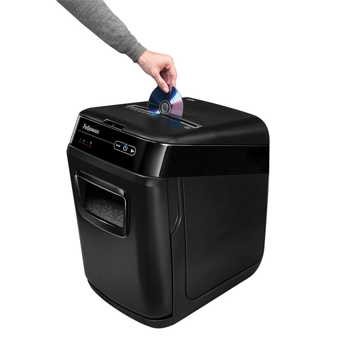 Fellowes AKTION: AutoMax 150C Aktenvernichter mit Partikelschnitt P-4, 4 x 38 mm, bis , schwarz mit CashBack | 4680101-99