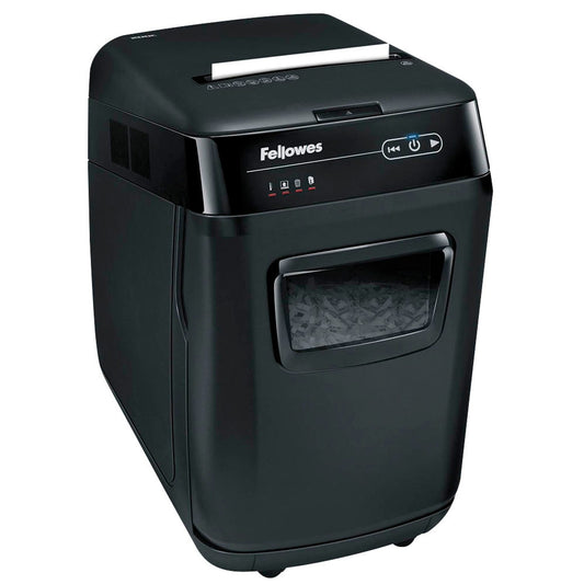 Fellowes AutoMax 200C Aktenvernichter mit Partikelschnitt P-4, 4 x 38 mm, bis , schwarz | 4653601