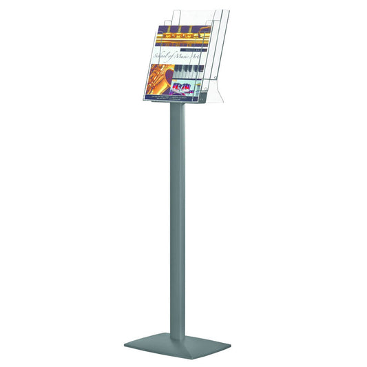update displays Prospektständer Pillar silber DIN A4 3 Fächer | UPBS3000A4X1000