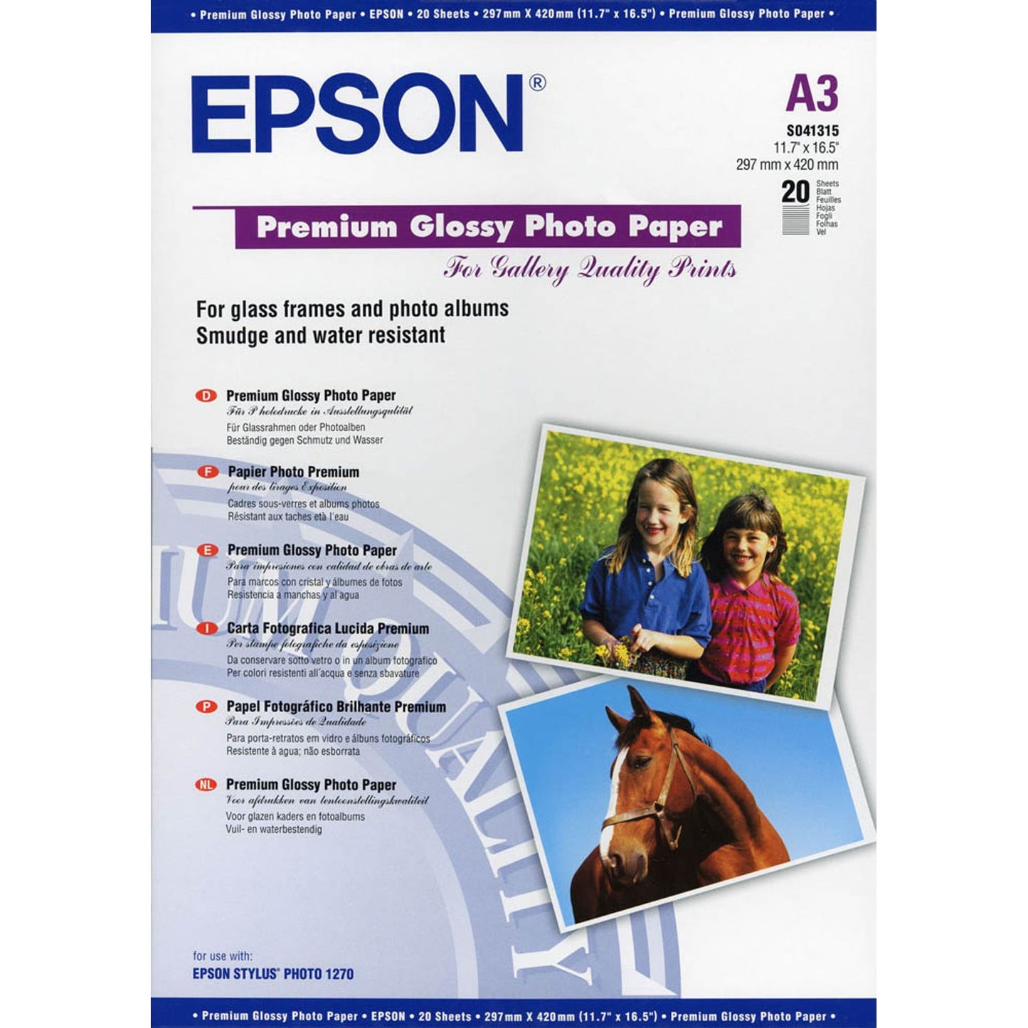 EPSON Fotopapier S041315 DIN A3 glänzend 255 g/qm | C13S041315 | 1 Pack = 20 Blatt