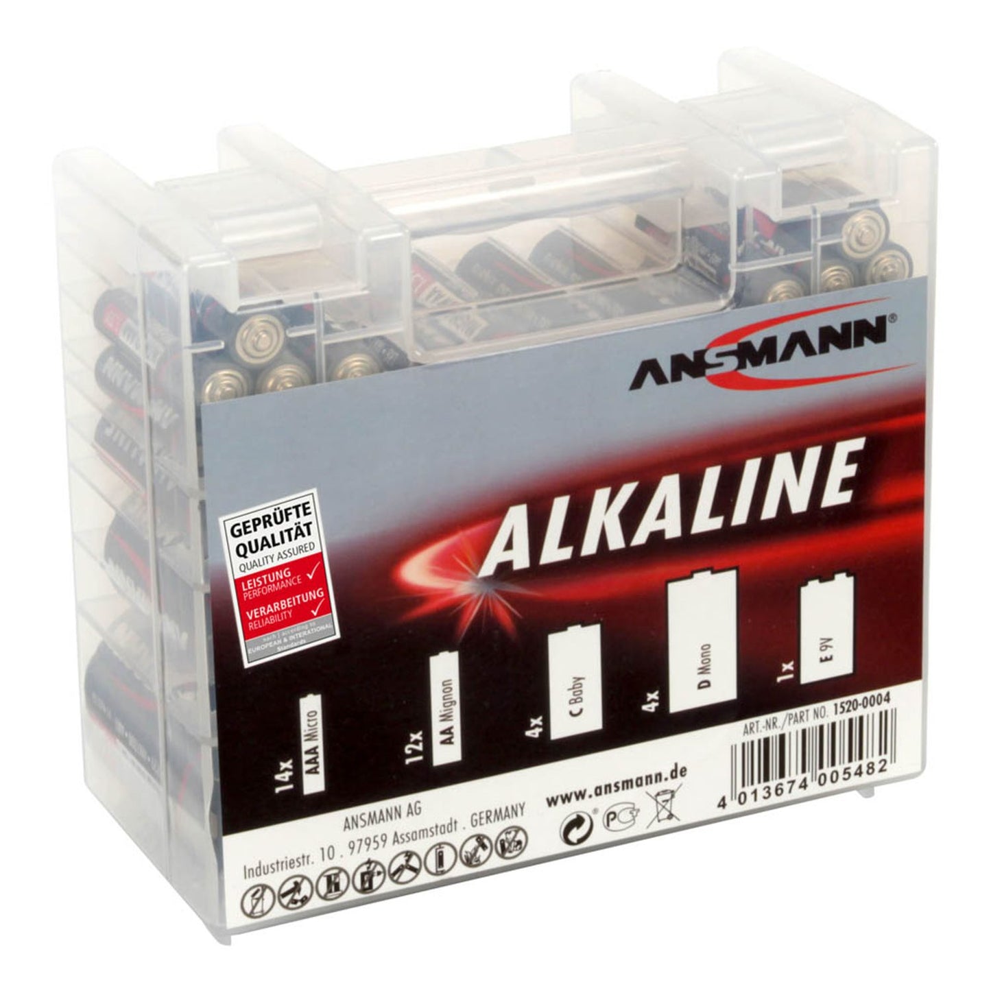 ANSMANN Batterien-Set Red Alkaline Baby C, Micro AAA, Mono D, Mignon AA, E-Block 1,5 / 9,0 V | 1520-0004 | 1 Set = 35 St.
