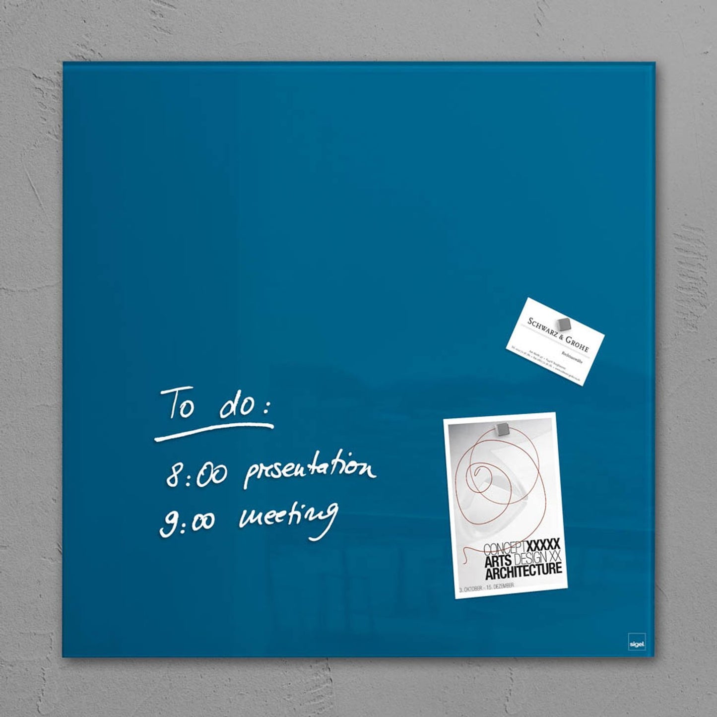 SIGEL Glas-Magnettafel artverum® 48,0 x 48,0 cm petrolblau | GL252