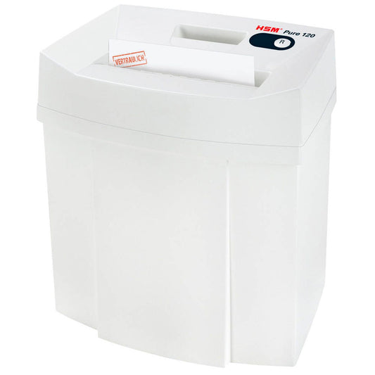 HSM Pure 120 Aktenvernichter mit Streifenschnitt P-2, 3,9 mm, bis , weiß | 2310111