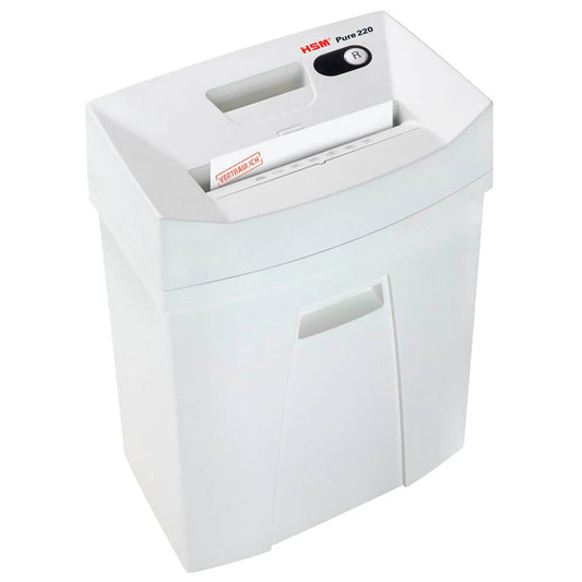 HSM Pure 220 Aktenvernichter mit Partikelschnitt P-4, 4 x 25 mm, bis , weiß | 2323111