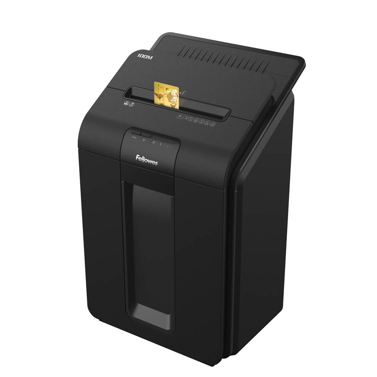 Fellowes AutoMax 100M Aktenvernichter mit Partikelschnitt P-4, 4 x 10 mm, bis , schwarz | 4629201