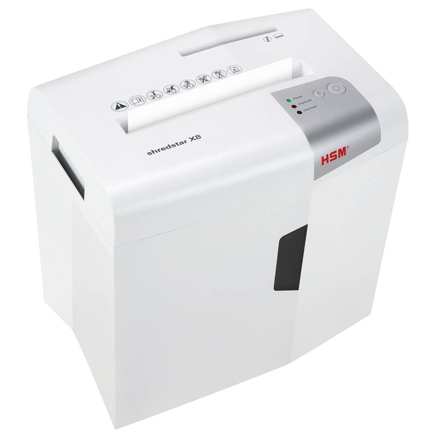 HSM shredstar X8 Aktenvernichter mit Partikelschnitt P-4, 4,5 x 30 mm, bis , weiß | 1044121
