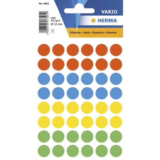 HERMA Klebepunkte farbsortiert Ø 12,0 mm | 1851 | 1 Pack = 240 St.