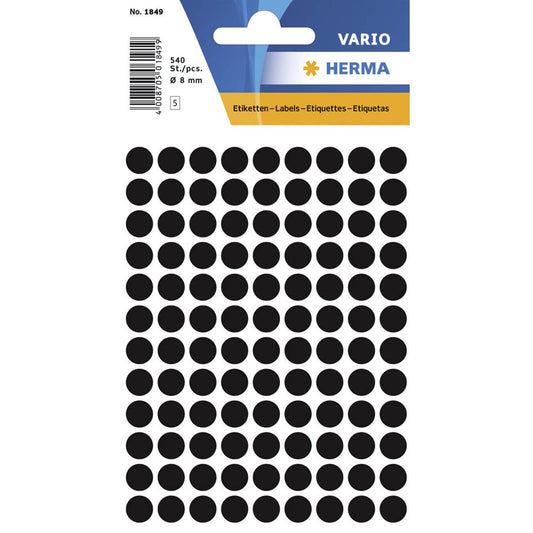 HERMA Klebepunkte schwarz Ø 8,0 mm | 1849 | 1 Pack = 540 St.