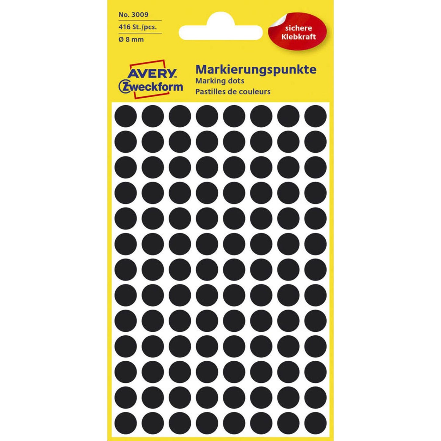 AVERY Zweckform Klebepunkte schwarz Ø 8,0 mm | 3009 | 1 Pack = 416 St.