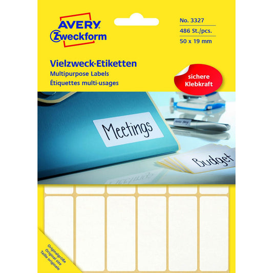 AVERY Zweckform Etiketten weiß 50,0 x 19,0 mm | 3327 | 1 Pack = 486 Etiketten
