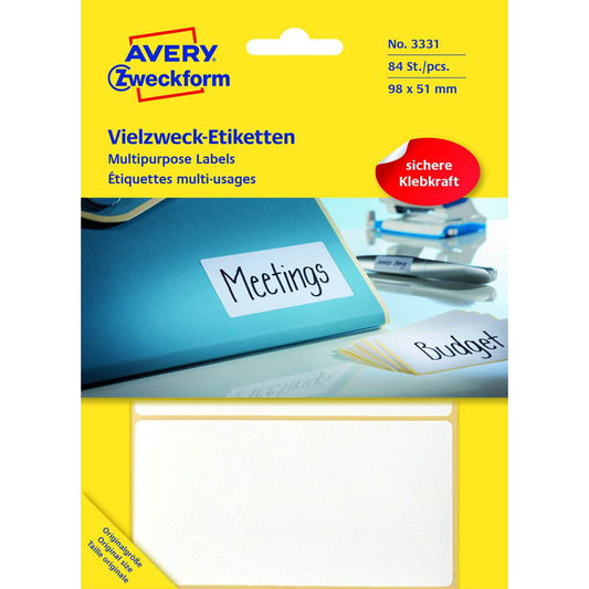 AVERY Zweckform Etiketten weiß 98,0 x 51,0 mm | 3331 | 1 Pack = 84 Etiketten
