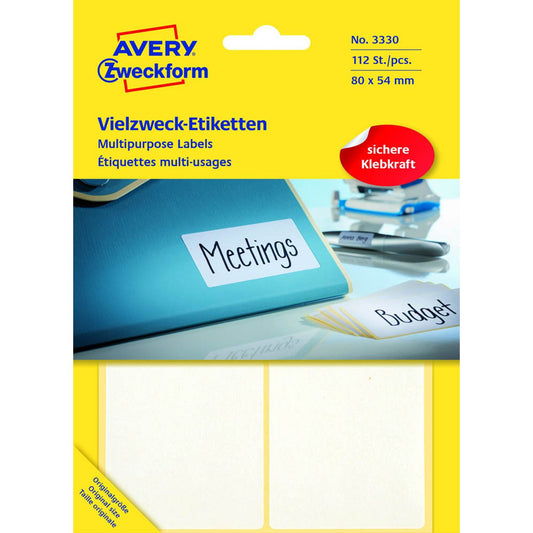 AVERY Zweckform Etiketten weiß 80,0 x 54,0 mm | 3330 | 1 Pack = 112 Etiketten