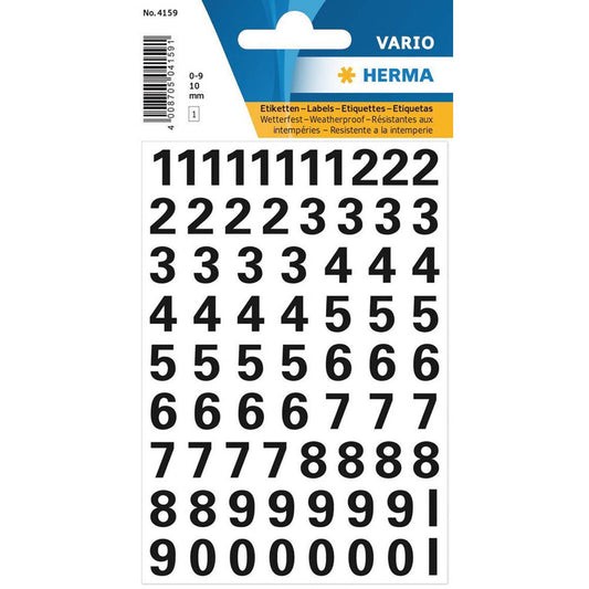 HERMA Klebenummern Zahlen, schwarz, 71 Etiketten | 4159 | 1 Pack = 71 St.