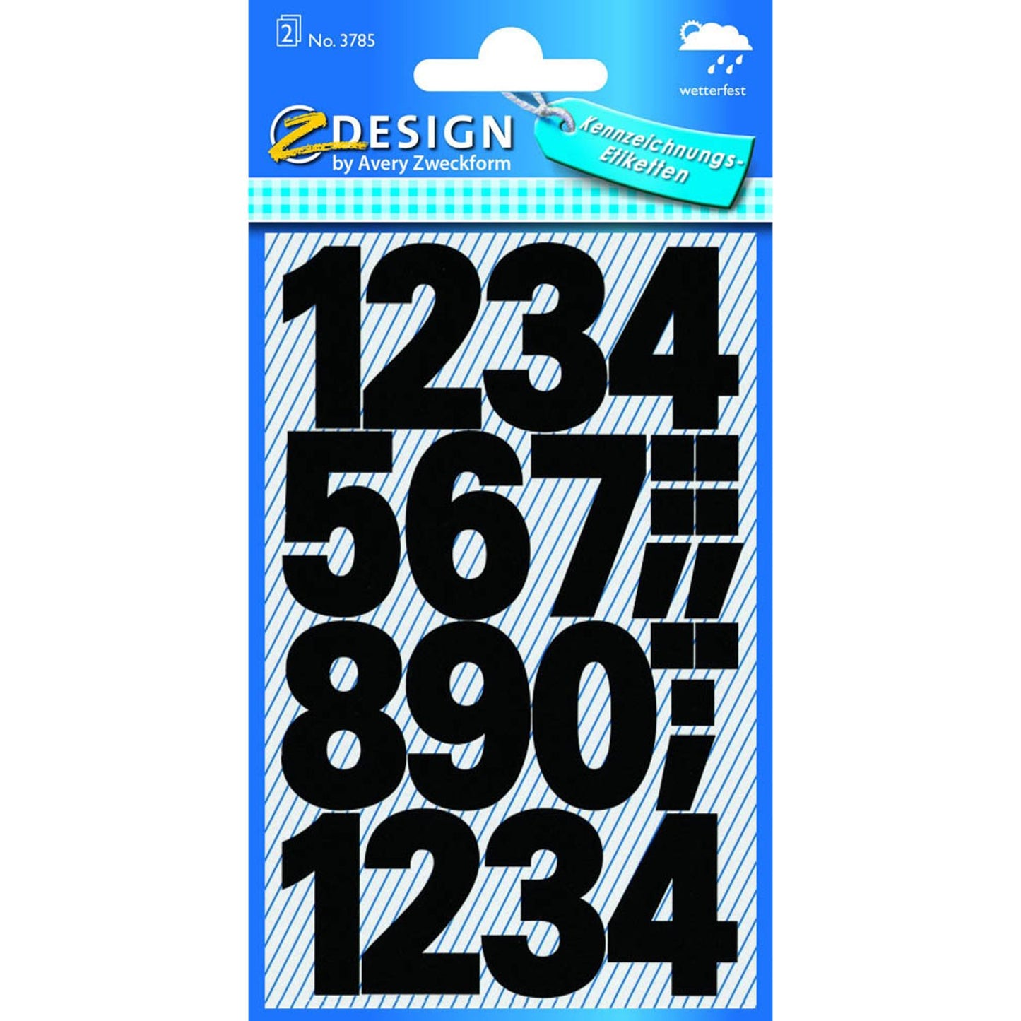 AVERY Zweckform Klebenummern Zahlen, schwarz 25,0 mm, 48 Etiketten | 3785 | 1 Pack = 48 St.