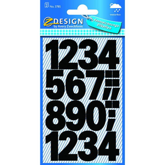 AVERY Zweckform Klebenummern Zahlen, schwarz 25,0 mm, 48 Etiketten | 3785 | 1 Pack = 48 St.
