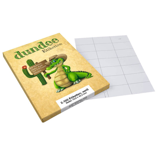 dundee Etiketten weiß 70,0 x 42,3 mm | D585099 | 1 Pack = 100 Blatt