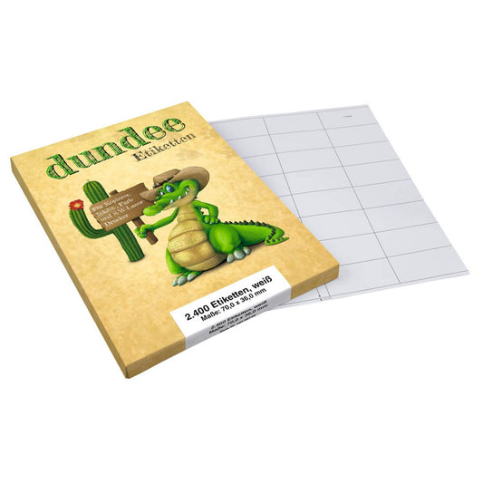 dundee Etiketten weiß 70,0 x 36,0 mm | D585087 | 1 Pack = 100 Blatt