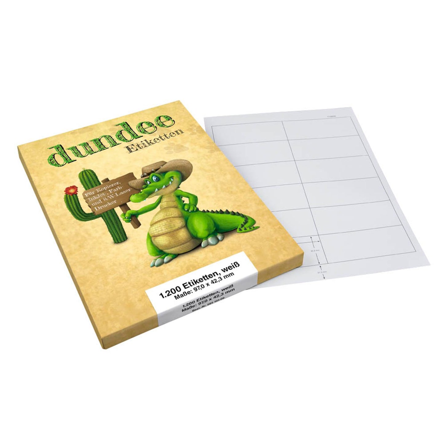 dundee Etiketten weiß 97,0 x 42,3 mm | D585101 | 1 Pack = 100 Blatt