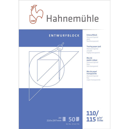 HAHNEMÜHLE Transparentpapier Entwurfblock 115 g/qm, 1 Block | 10622701