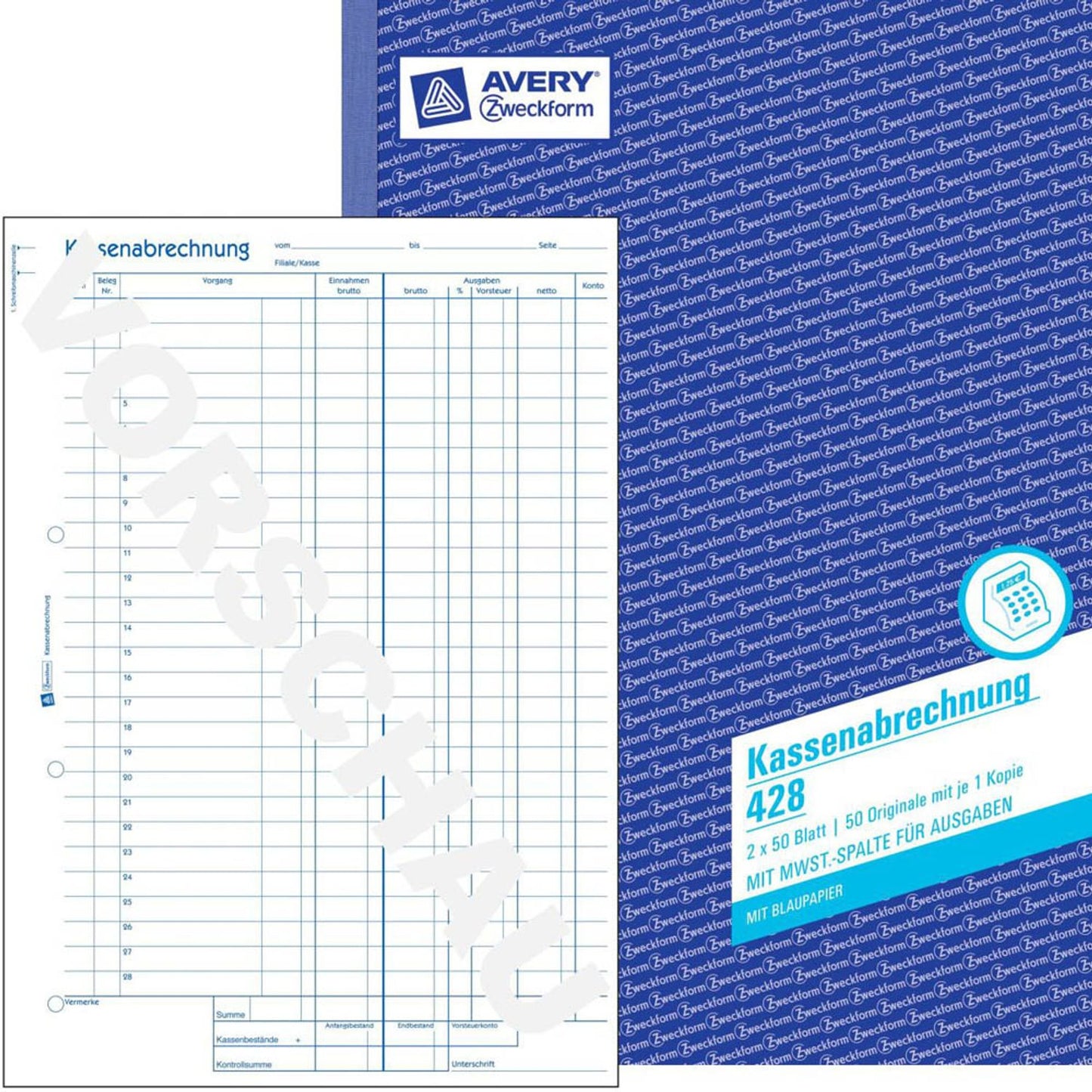 AVERY Zweckform Kassenabrechnung Formularbuch | 428