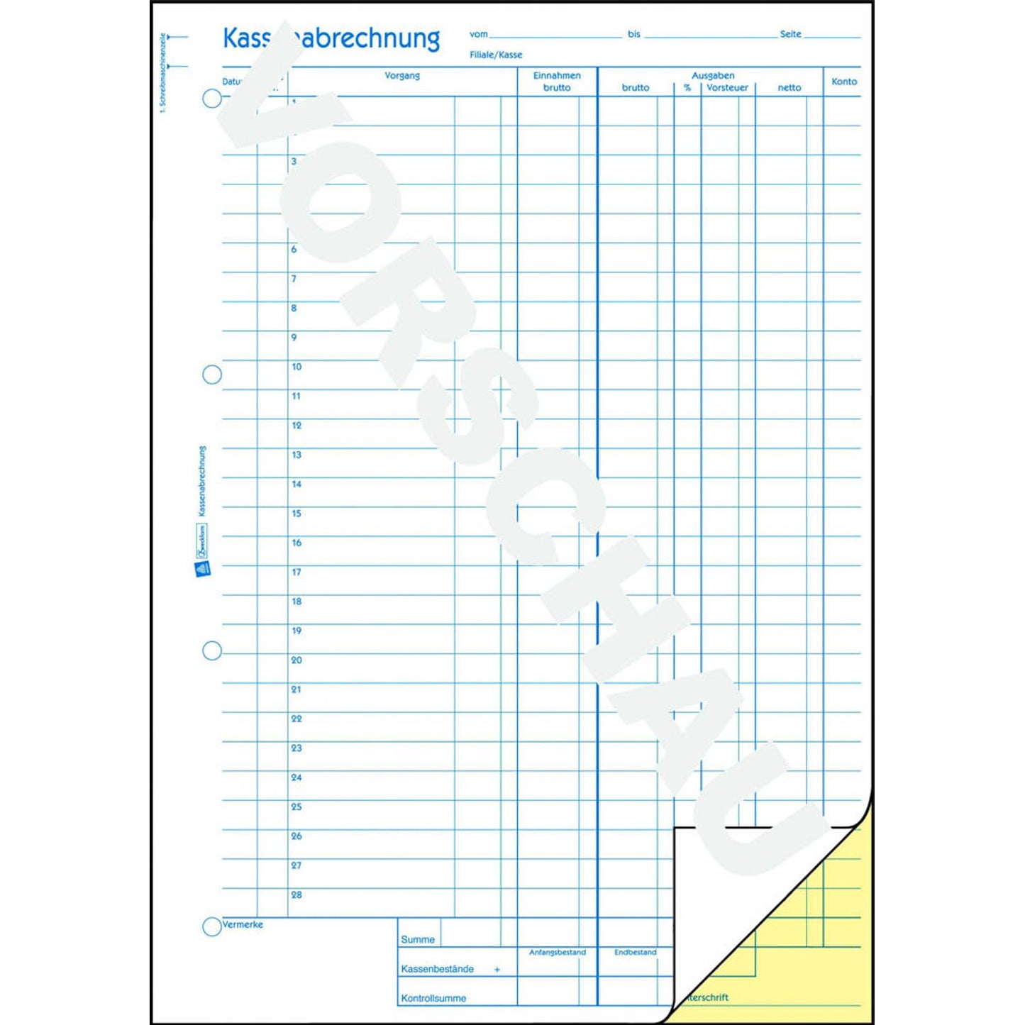 AVERY Zweckform Kassenabrechnung Formularbuch | 428