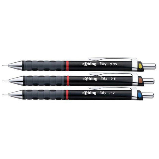 rotring Tikky Druckbleistift-Set schwarz HB 0,35 + 0,5 + 0,7 mm | S0801310 | 1 Pack = 3 St.