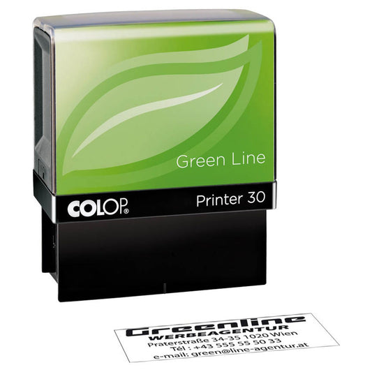 COLOP Textstempel, individualisierbar Printer 30 Green Line selbstfärbend schwarz ohne Logo | 752428