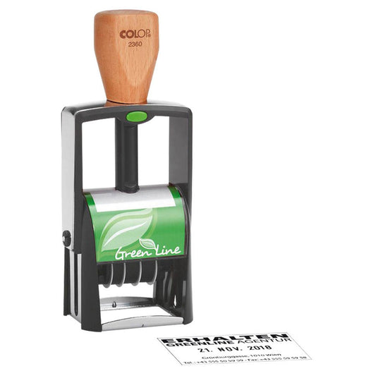 COLOP Datumstempel mit Text individualisierbar Green Line 2360 selbstfärbend schwarz ohne Logo | 752329