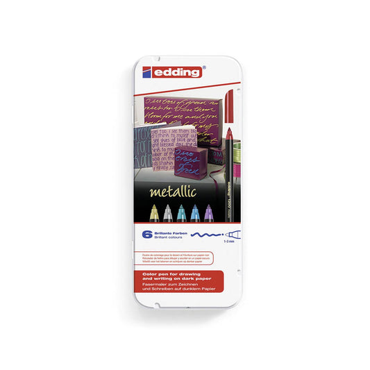 edding 1200 metallic Filzstifte farbsortiert | 1200-6 | 1 Pack = 6 St.