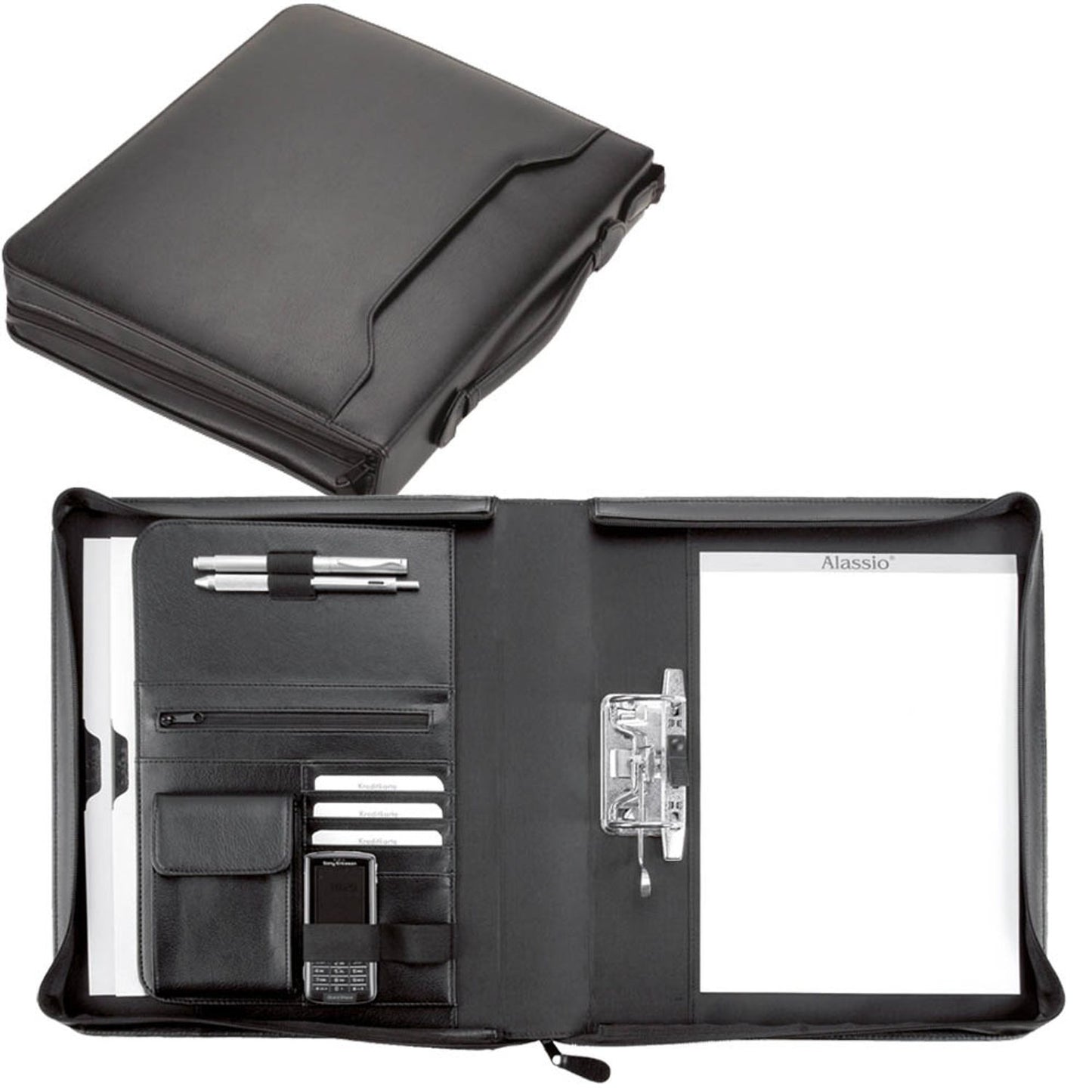 Alassio Ringbuchmappe BERGAMO Lederimitat DIN A4 schwarz | 31506