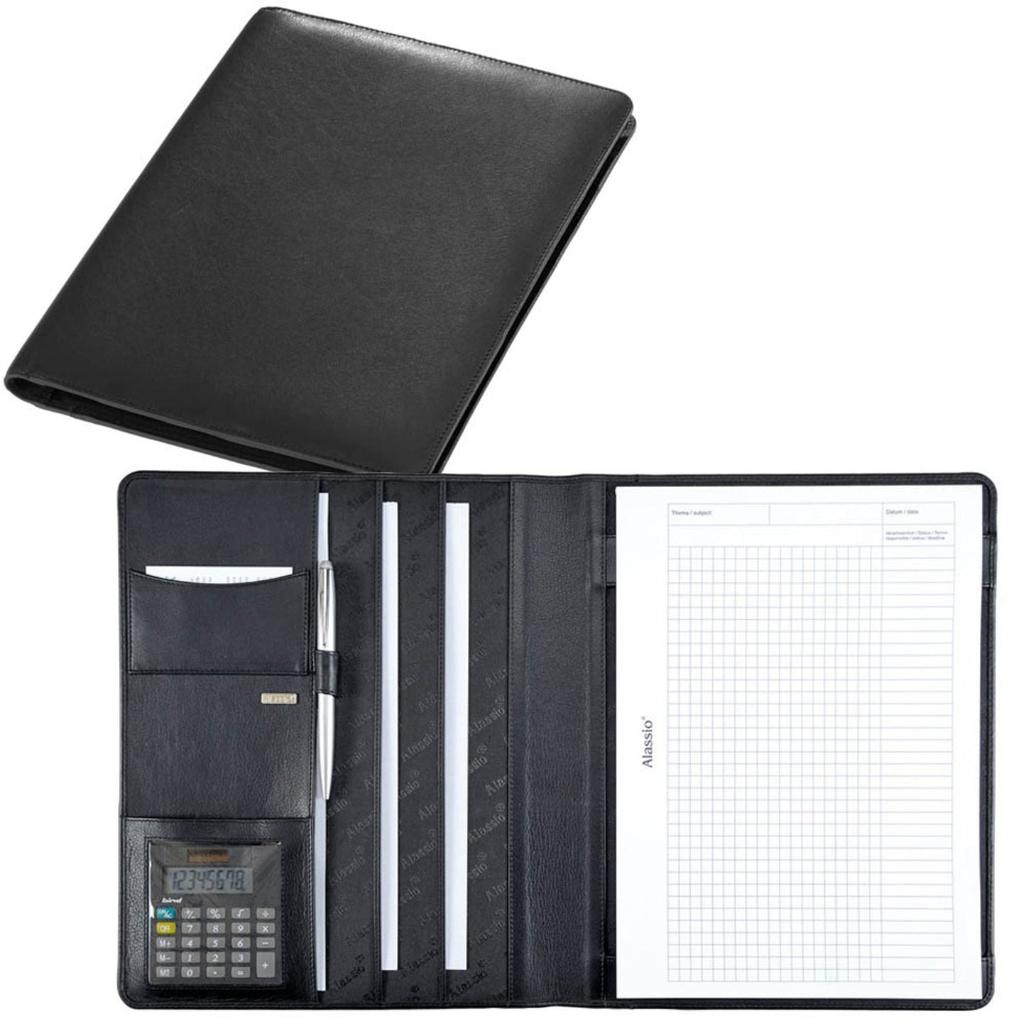 Alassio Konferenzmappe CREMONA I Leder DIN A4 schwarz | 43006-1