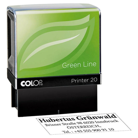 COLOP Textstempel, individualisierbar Printer 20 Green Line selbstfärbend schwarz ohne Logo | 752410