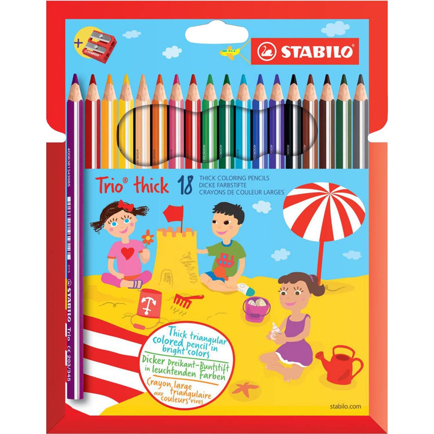 STABILO Trio® Swano Buntstifte farbsortiert | 203/2-18 | 1 Pack = 18 St.
