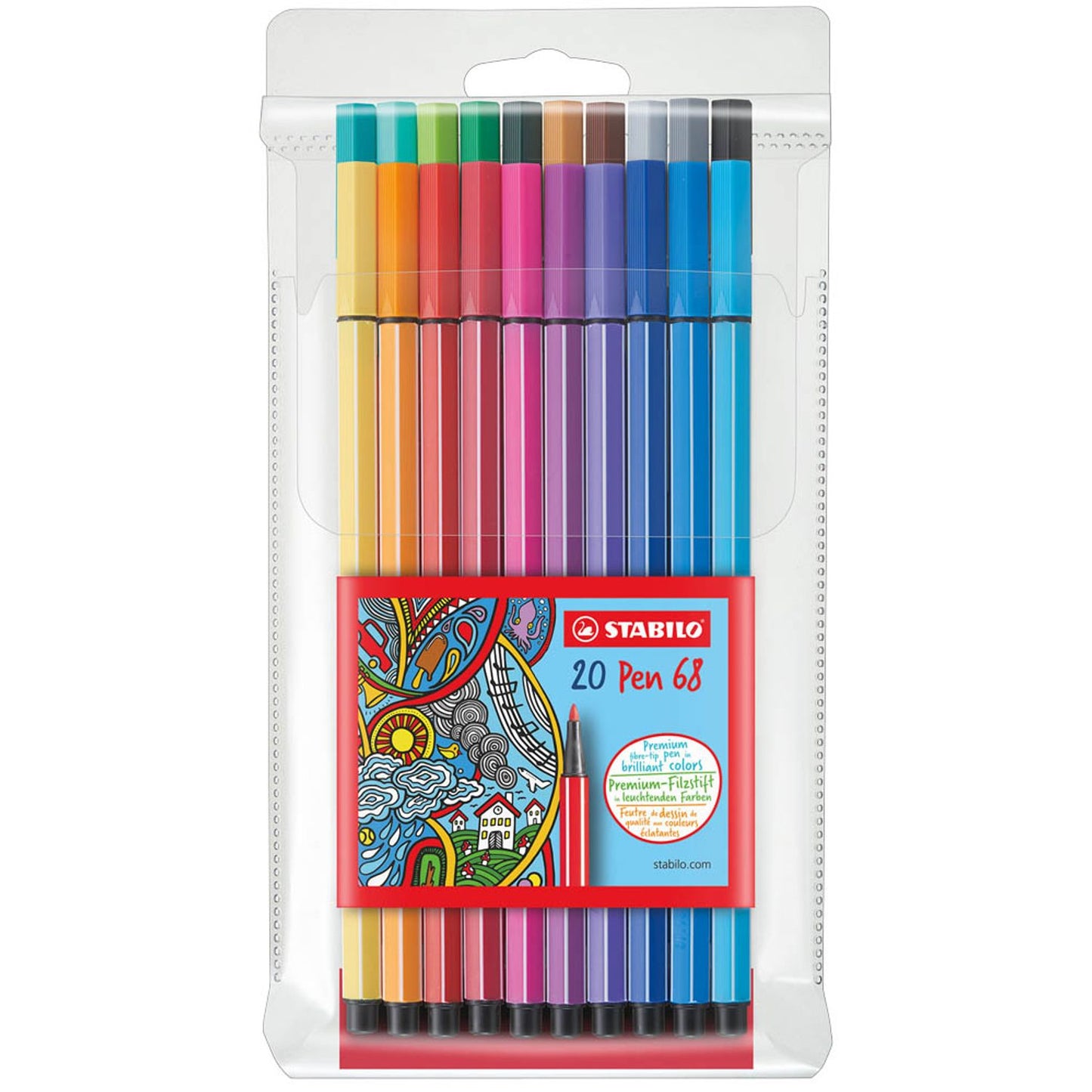 STABILO Pen 68 Filzstifte farbsortiert | 6820/PL | 1 Pack = 20 St.
