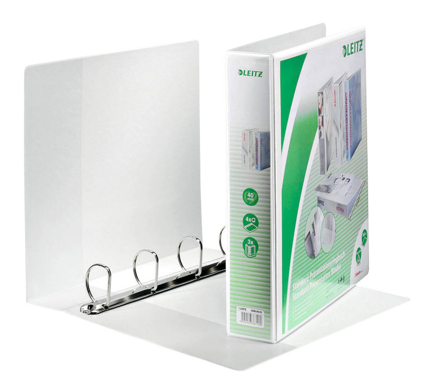 LEITZ Präsentationsringbücher 4-Ringe weiß DIN A8
