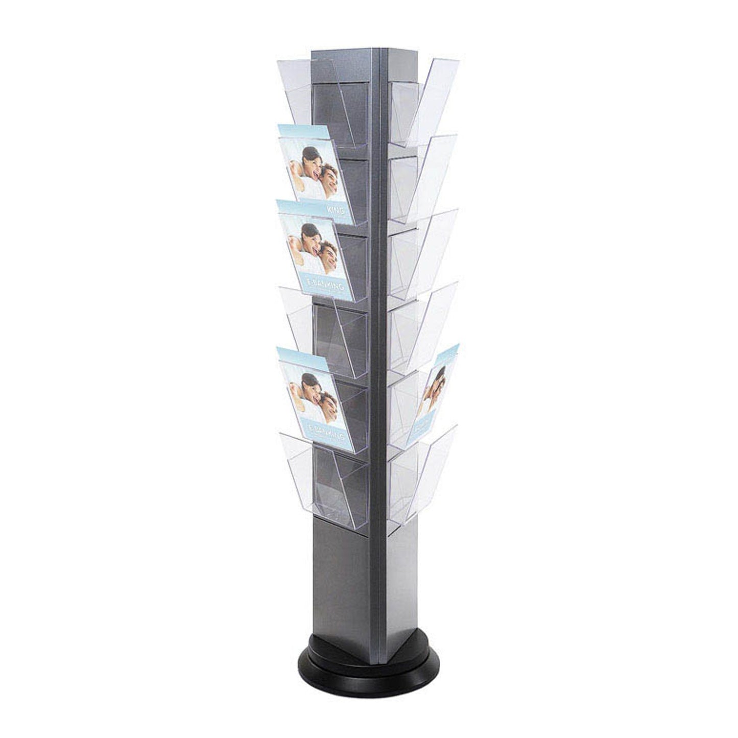 Showdown® Displays Prospektständer drehbar Trys silber DIN A4 | TRYS18