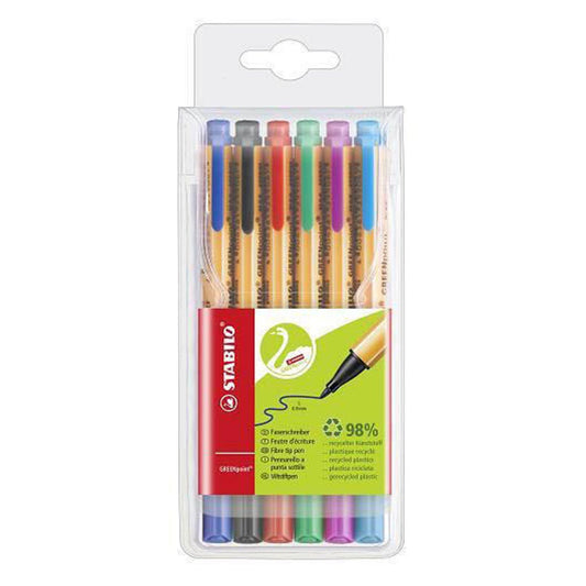 STABILO GREENpoint Filzstifte farbsortiert | 6088/6 | 1 Pack = 6 St.
