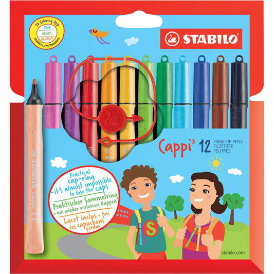 STABILO Cappi Filzstifte farbsortiert | 168/12-4 | 1 Pack = 12 St.