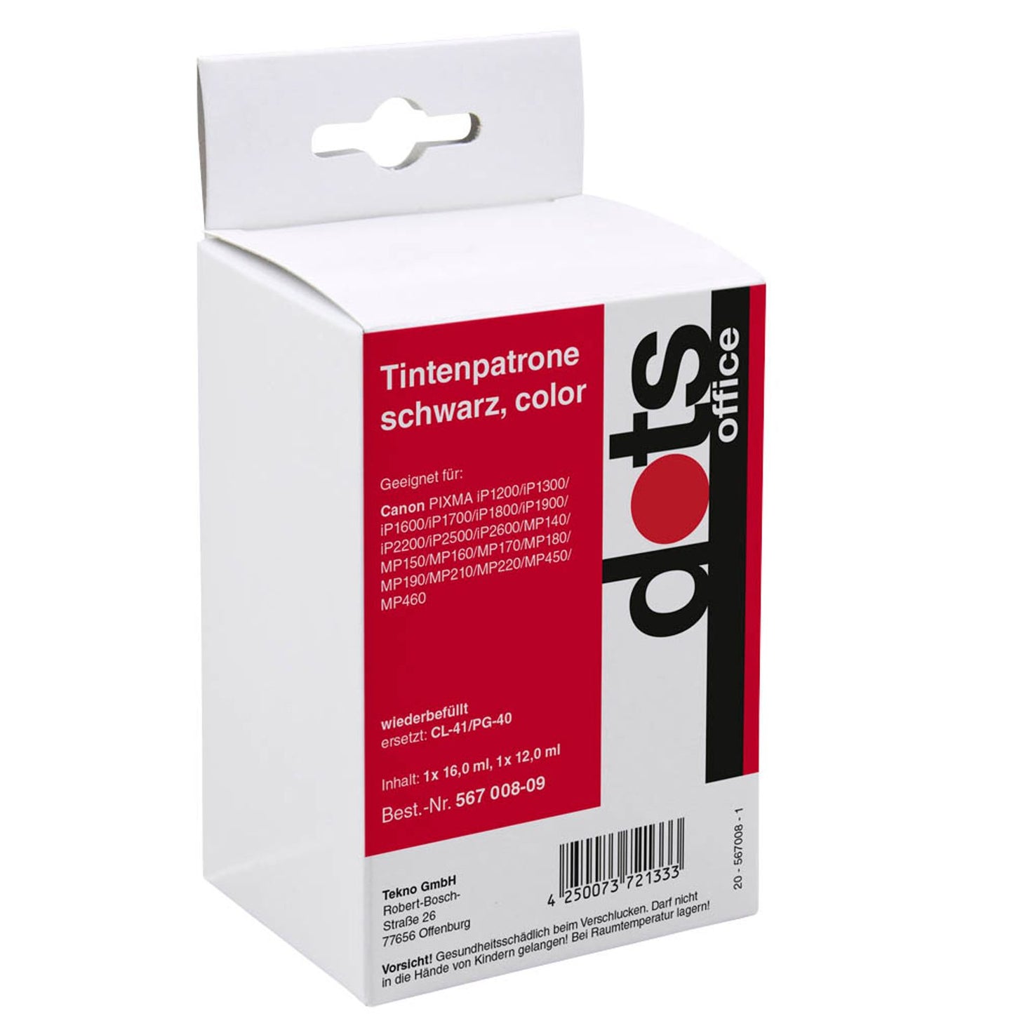dots schwarz, color Druckerpatronen kompatibel zu Canon PG-40/CL-41, 2er-Set | 1500,4031-DOTS | 1 Pack = 2 St.