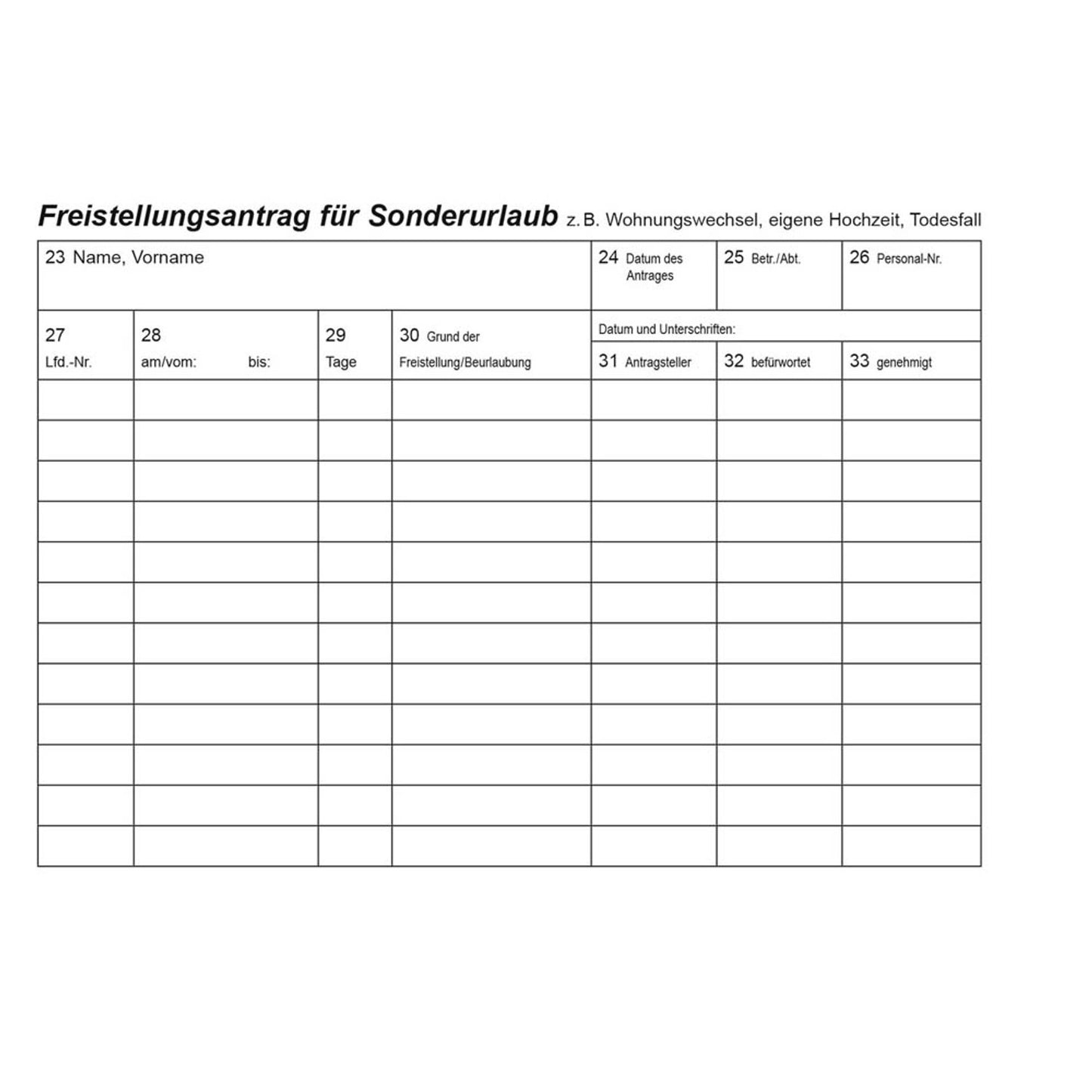RNK-Verlag Urlaubsabwesenheitsmeldung Formularbücher | 2914