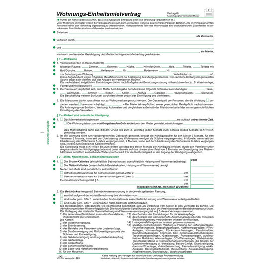 RNK-Verlag Mietverträge für Wohnungen | 599/10 | 1 Pack = 10 St.